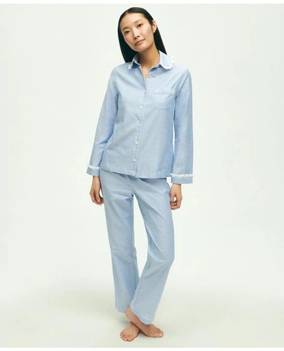 Brooks Brothers Cotton Oxford Polka Dot Pajama Set | Blue/white | Size Xs In Blue,white