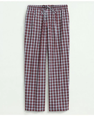 Brooks Brothers Cotton Broadcloth Tartan Lounge Pants | White | Size Large