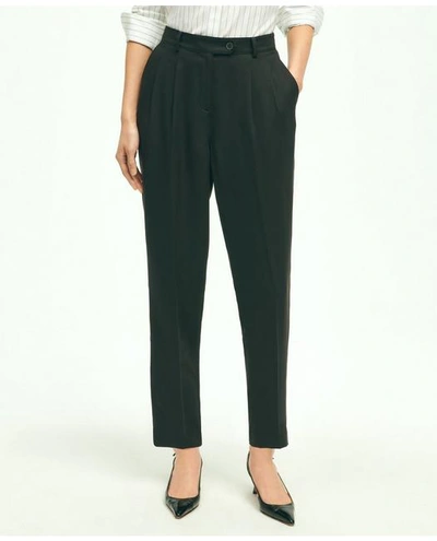 Brooks Brothers Slim Pleat-front Cropped Pants | Black | Size 2