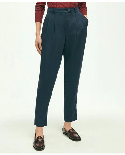 Brooks Brothers Slim Pleat-front Cropped Pants | Navy | Size 2