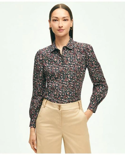 Brooks Brothers Cotton Poplin Floral Shirt | Pink | Size 4