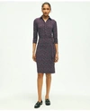 BROOKS BROTHERS JERSEY BELTED PLAID PRINT DRESS | NAVY | SIZE LARGE