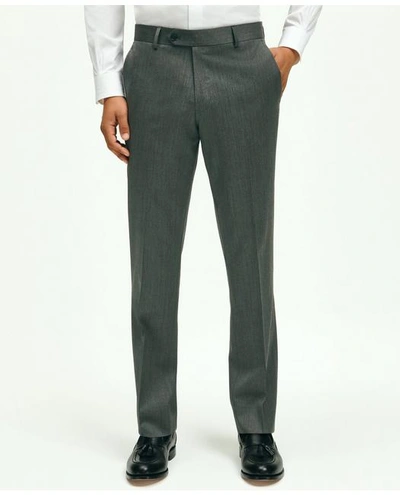 Brooks Brothers Classic Fit Wool Herringbone 1818 Dress Trousers | Grey | Size 40 32