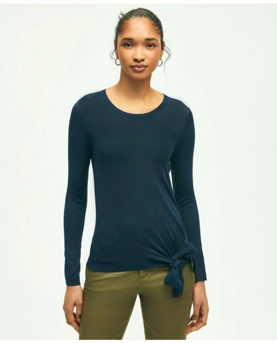 Brooks Brothers Silk Viscose Crewneck Sweater | Navy | Size Xs