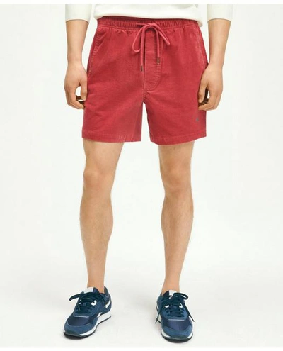 Brooks Brothers Stretch Cotton Drawstring Friday 15-wale Corduroy Shorts Pants | Bright Red | Size Medium