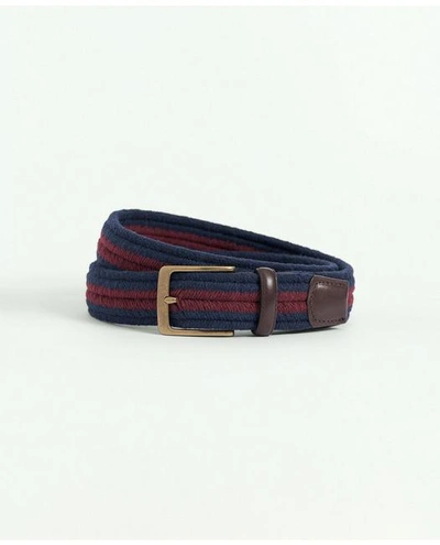 Brooks Brothers Stripe Stretch Casual Belt | Navy | Size Large