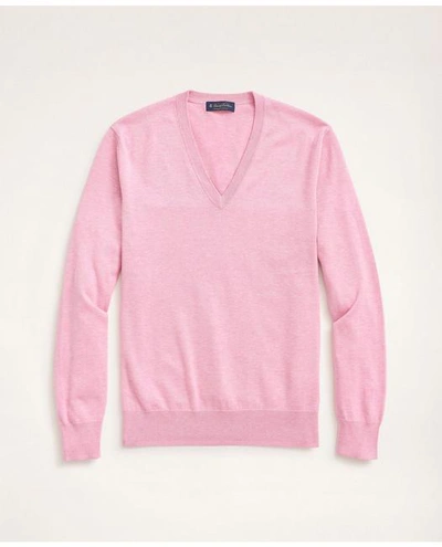 Brooks Brothers Big & Tall Supima Cotton V-neck Sweater | Pink Heather | Size 2x Tall In Pink Heather