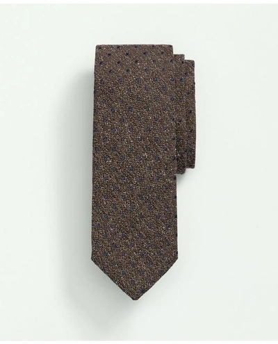 Brooks Brothers Silk Wool Flecked Dot Tie | Brown/navy | Size Regular In Brown,navy