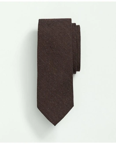 Brooks Brothers Silk Wool Flecked Herringbone Tie | Brown | Size Regular