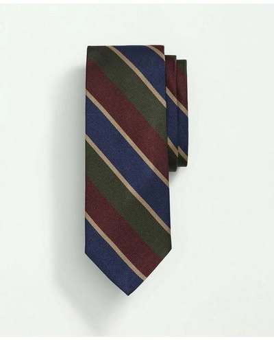Brooks Brothers Silk Bold Tri-color Striped Tie | Burgundy/blue | Size Regular In Burgundy,blue