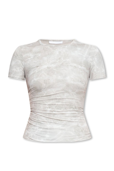 Helmut Lang Gray Ruched T-shirt In Beige