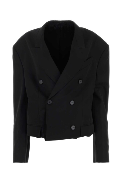 Balenciaga Folded Tailored Wool Jacket In Black