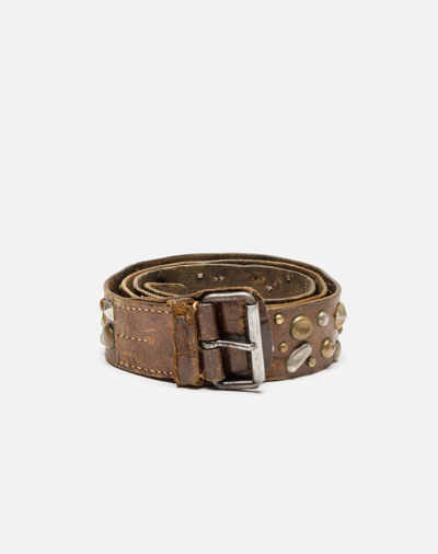 Marketplace 70s Handmade Rustic Studded Belt In Brown