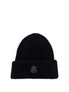 MONCLER MONCLER LOGO PATCH RIBBED BEANIE