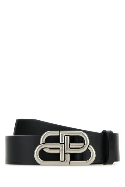 Balenciaga Bb-logo Leather Belt In 1000