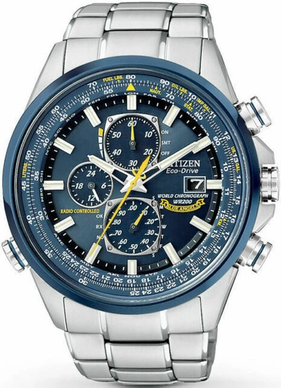 Pre-owned Citizen Men's At8020-54l "blue Angels" Stainless Steel Eco-drive Dress Watch