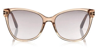 Pre-owned Tom Ford Ft0844 Ani Sunglasses Cat Eye 58mm & Authentic In Gradient Brown Mirror