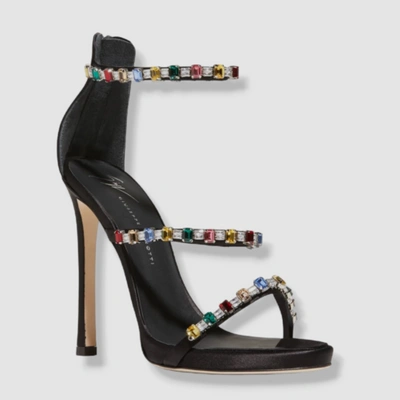 Pre-owned Giuseppe Zanotti $1450  Women Black Crystal Strappy Sandal Shoe Sz Eu 39 Us 9