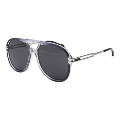 Pre-owned Gucci Gg1104s 001 Transparent Gray/silver/gray 61-16-145 Sunglasses Authe...