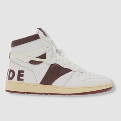 Pre-owned Rhude $671  Mens White Rhecess Tricolor Leather High-top Sneaker Shoes Size Us 10