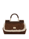 DOLCE & GABBANA SICILY BROWN SUEDE TOTE BAG