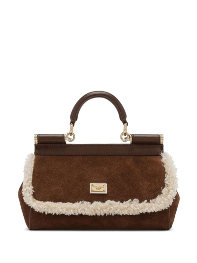 Dolce & Gabbana Sicily Leather Tote Bag In Brown