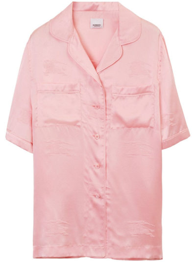 Burberry Ekd Silk Pyjama Shirt In Pink