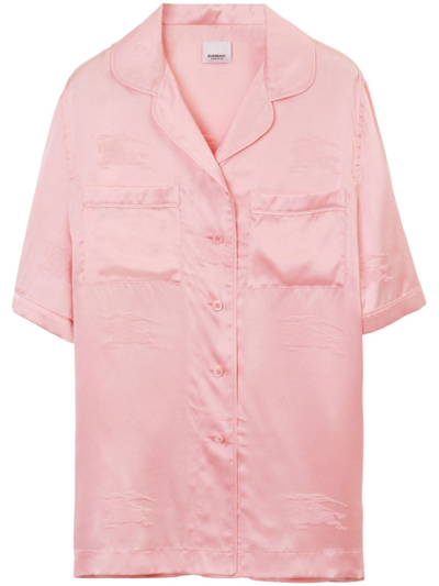 Burberry Ekd Jacquard Silk Pyjama Shirt In Pink