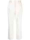 Brunello Cucinelli Cropped Cotton Trousers In White