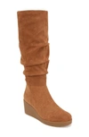 Soul Naturalizer Aura Wedge Knee High Boot In Chestnut Brown Fabric