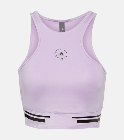 Adidas By Stella Mccartney Truepace Heat.rdy Longline Sports Bra In Purple/black