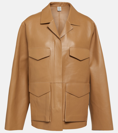 Totême Army Leather Jacket Camel