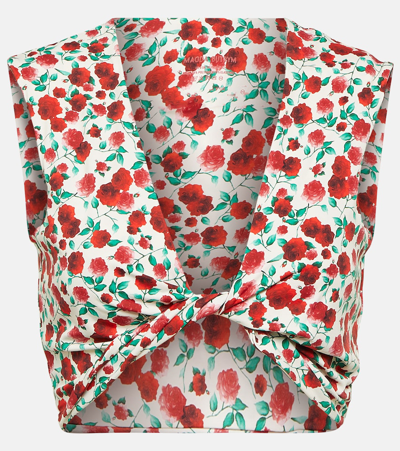 Magda Butrym Floral Bikini Top In White