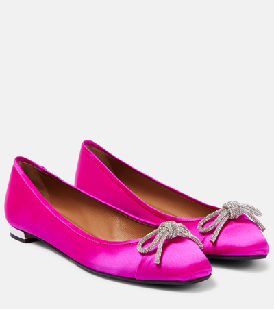 AQUAZZURA PARISINA EMBELLISHED SATIN BALLET FLATS