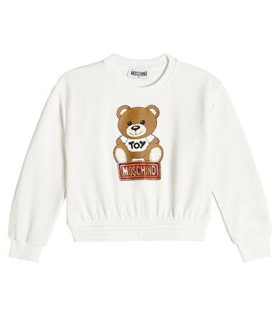 Moschino Kids' Teddy Bear Cotton-blend Sweatshirt In White
