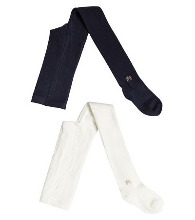 Tartine Et Chocolat Kids' Tc Sparkling Set Of Two Cotton-blend Tights In Blue