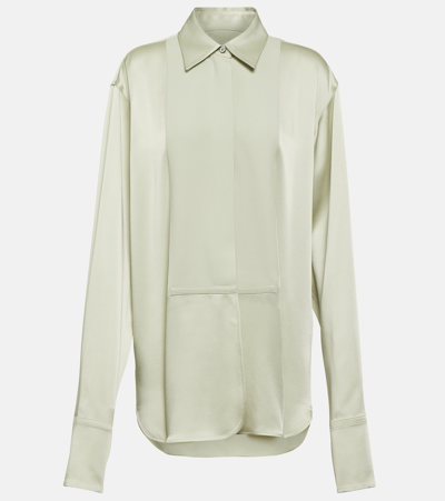 Jil Sander Oversized Satin Shirt In Green