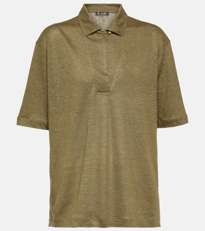 Loro Piana Gargano Linen Polo Shirt In Green