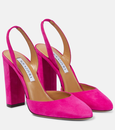 Aquazzura Talita 105 Suede Slingback Pumps In Pink