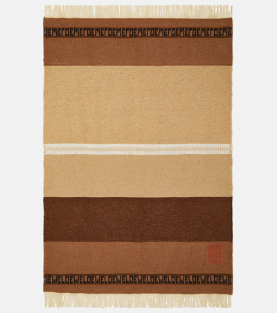 Loewe Striped Wool And Linen-blend Blanket In Multicoloured