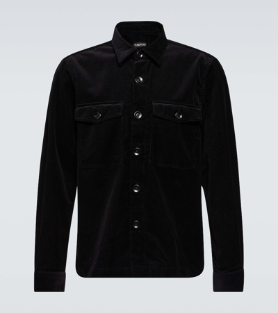 Tom Ford Corduroy-textured Regular-fit Stretch-cotton Overshirt In Black