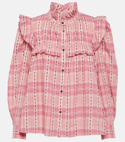 Marant Etoile Checked Cotton Blouse In Pink