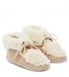 TARTINE ET CHOCOLAT BABY FAUX SHEARLING-TRIMMED SUEDE BOOTIES