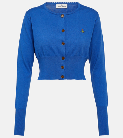 Vivienne Westwood Bea Cropped Cotton-blend Cardigan In Blue