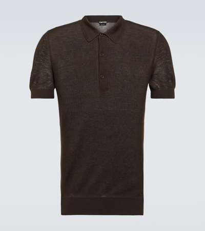 Tom Ford Cotton And Silk Polo Shirt In Black