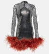 TALLER MARMO WILLIAMS FEATHER-TRIMMED SEQUINED MINIDRESS