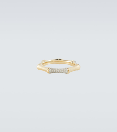 Rainbow K Bamboo 14kt Gold Ring With Diamonds