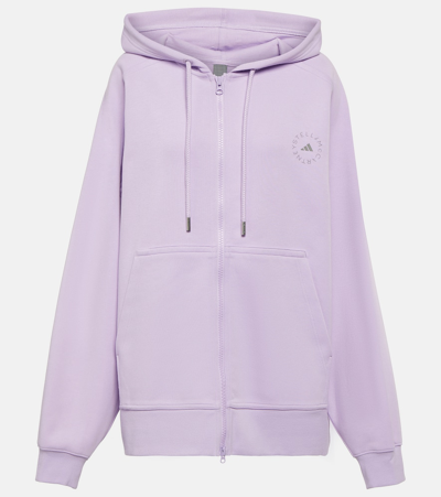 Adidas By Stella Mccartney Cotton-blend Jersey Hoodie In Purple