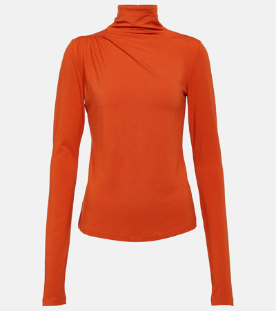 Isabel Marant Étoile Gathered Jersey Turtleneck Top In Orange