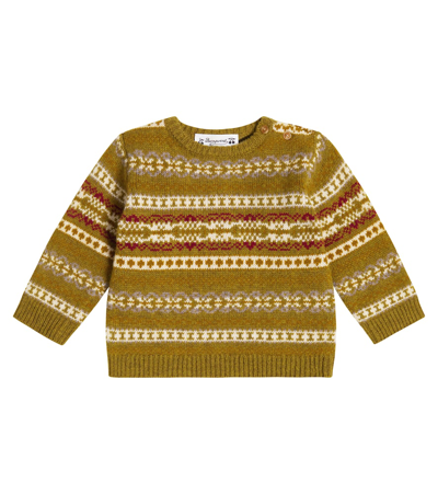 Bonpoint Baby Dalmire Jacquard Wool Jumper In Green